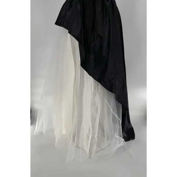 Vintage Jolie Madame Strapless Dress Womens 7/8 Black White Tulle Asymmetrical - Picture 7 of 16